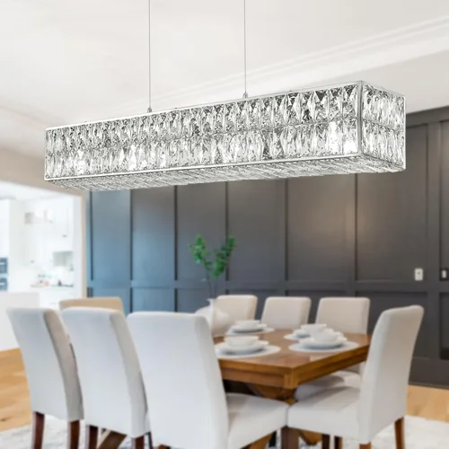 Vista 8 de IKK Lámpara colgante de cristal dorado para isla de cocina, lámpara de araña de vidrio ondulado de lujo, moderna y elegante iluminación colgante Oro