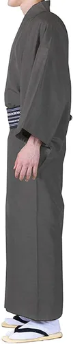 Vista 2 de KYOETSU Kimono lavable AwaseTsumugi para hombre con líneas finas estampado pongee
