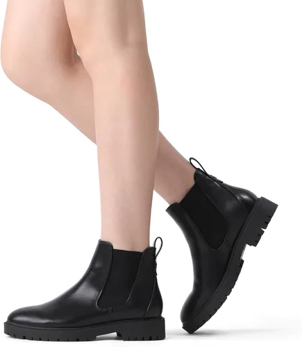 Vista 6 de DREAM PAIRS Botines de Tobillo Chelsea de Tacón Bajo para Mujer Zapatos Botines de Moda Tipo Slip-On Elásticos de Otoño