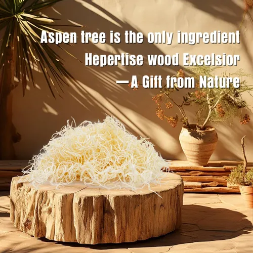 Vista 4 de 4.5 oz de madera de álamo natural Excelsior color natural y olor Aspen Wood Wool Shavings Chips for Basket Filler, Gift Boxes Festival Decoration