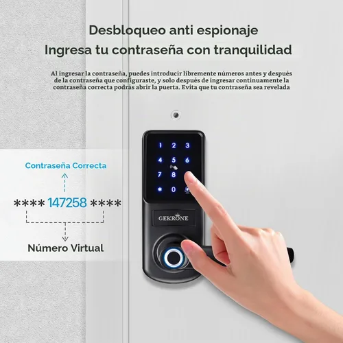 Vista 7 de Cerradura inteligente de huellas dactilares con manija de palanca, pantalla táctil con teclado, perilla de puerta delantera sin llave, control