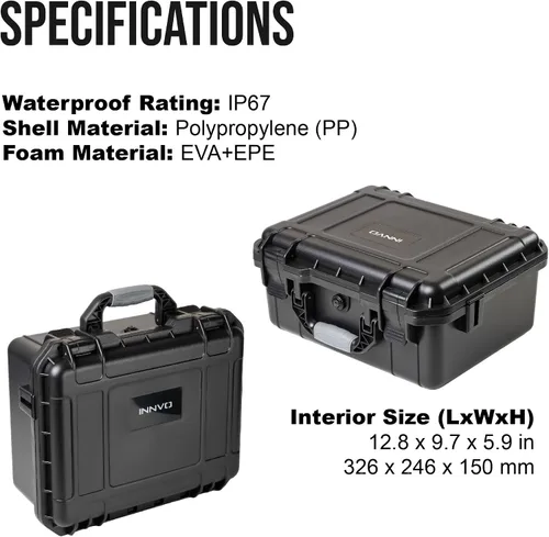 Vista 8 de INNVO - Funda rígida para DJI Air 3S / Air 3, IP67, caja protectora impermeable PP Hardshell Storage Box, Fits RC 2 / RC-N3, Holds 6 Batteries, 2