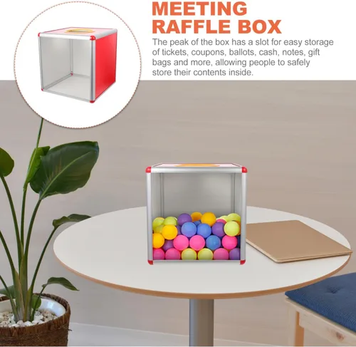 Vista 2 de Caja de lotería multifunción Caja de sorteo MDF de 12 pulgadas con ranura y cerradura para reuniones de oficina, eventos de recaudación de fondos