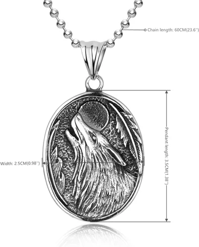 Vista 2 de Colgante de símbolo de lobo vikingo nórdico Vegvisir Mjolnir brújula para hombre, protección de fe, medallón guía amuleto, acero, joyería nórdica