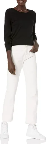 Vista 4 de Tienda Essentials - Suéter de cuello redondo, ligero y de manga larga para mujer (disponible en talla extragrande)