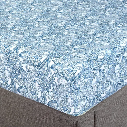 Vista 26 de Feather & Stitch - Sábana bajera ajustable de 100 % algodón, tejido satén de damasco, transpirable a rayas, sábana elástica para colchón de 18 Aqua