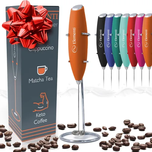Vista 14 de Espumador Elementi de leche con soporte, motor de esfuerzo de torsión más potente, para hacer cappuccinos, lattes y café a prueba de balas, Negro