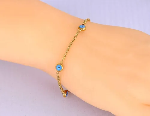 Vista 5 de lokaerlry Pulsera de acero inoxidable de moda con cadena simple para mujer, cristal