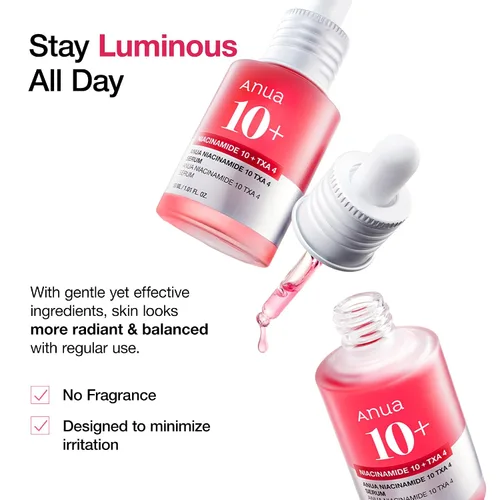 Vista 5 de Anua Glass Skin Prep Duo, 10% niacinamida+4% suero de ácido tranexámico y Heartleaf 77 Tónico calmante para piel brillante, ácido hialurónico