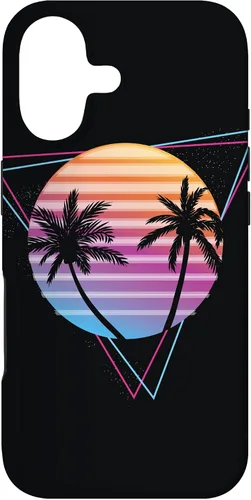 Vista 32 de Palm Sunset 80s Vibe Retrowave Synthwave Aesthetics - Carcasa para iPhone 16