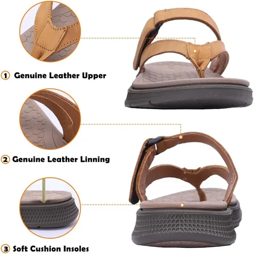 Vista 2 de MGGMOKAY Sandalias ligeras de cuero para hombre con soporte de arco