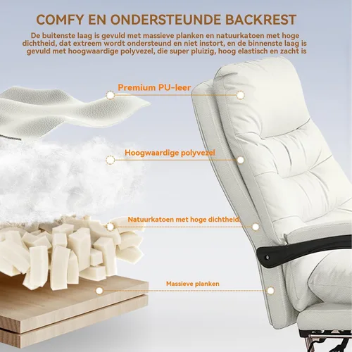 Vista 4 de Office Chair with Soft Cushion, High Backrest Gaming Chair, Executive Writing Chair with Footrest, Ergonomic Leather Computer Chair for Home Office