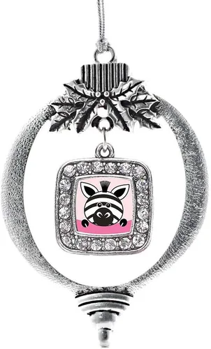Vista 36 de Inspired Silver - Adorno con dije de reina de rodillo - Adornos navideños cuadrados de plata con joyas de circonita cúbica