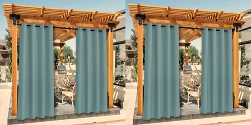 Vista 128 de NICETOWN Cortina para Exteriores para Patio Impermeable de 84 Pulgadas de Ancho, Aislamiento Térmico con Ojales Antioxidantes Bloqueo UV Cortina