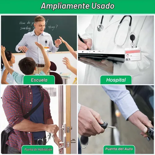 Vista 2 de 30 soportes retráctiles para tarjetas de identificación con clip de carrete de mosquetón, cordones retráctiles para llaves y tarjetas Negro