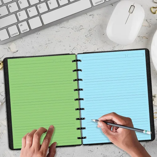 Vista 5 de Insertos preperforados de 5 líneas de color para Happy Planners con 9 discos, papel suelto de tamaño clásico con 100 hojas/200 páginas, 20 hojas por