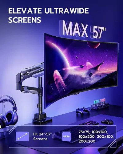 Vista 3 de ARES WING Brazo de monitor ultraancho para pantalla de 24 a 57 pulgadas