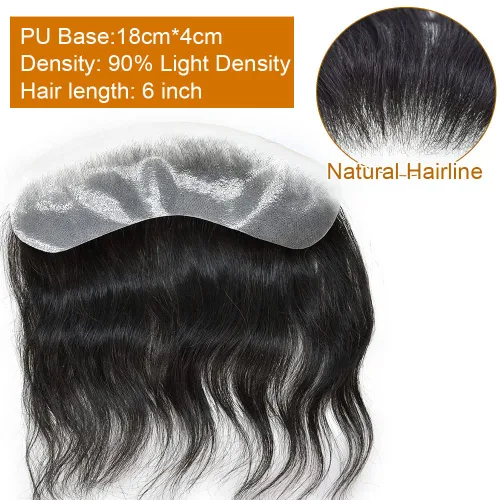 Vista 3 de Cabello humano invisible para hombre, postizo frontal en V, piel de poliuretano para retroceder la línea del cabello en forma de V, sistema
