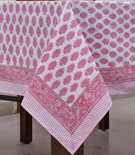 Vista 35 de Ridhi Mantel rectangular con estampado de bloque de mano verde espárragos Espárragos Verde Gadd