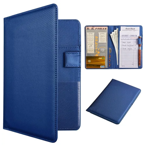 Vista 32 de CoBak Libreta para servidores de alta calidad: organizador de cartera de camarero de 5.12 x 7.91 pulgadas en piel auténtica, con 8 bolsillos