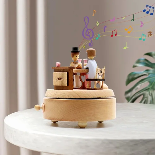 Vista 7 de ROSIKING Caja de música clásica, cajas musicales giratorias, Navidad, cumpleaños, día de San Valentín, regalos para amante, novio, novia, marido