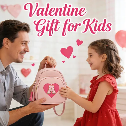 Vista 2 de Mini mochila inicial para niñas, linda mochila pequeña con corazón para niños, con borla, regalos personalizados para adolescentes y mujeres, Rosa, A