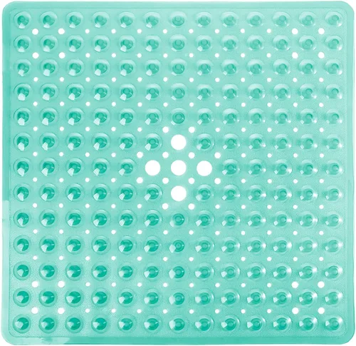 Vista 10 de Yimobra Tapete para ducha antideslizante, 21 x 21 pulgadas, tapete cuadrado suave para ducha con ventosas y agujeros de drenaje, tapetes para baño