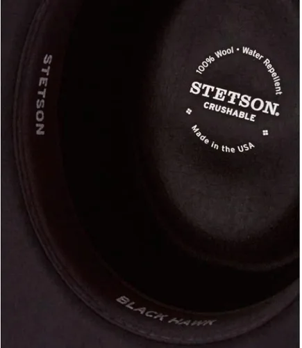 Vista 6 de Stetson Black Hawk Wool Felt Western Hat Crushable Gambler Crown