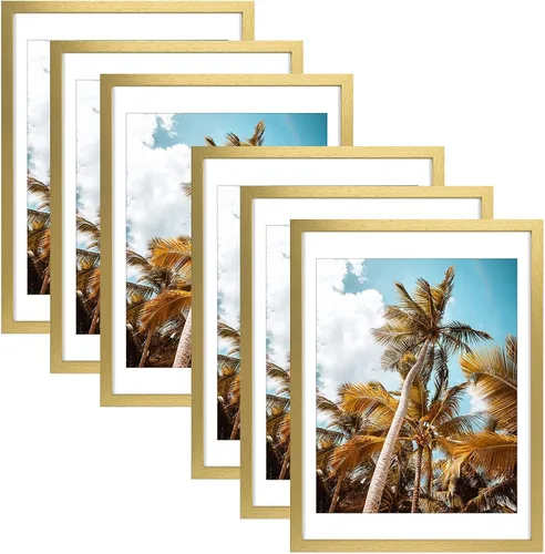 Vista 90 de Frametory, Marco de fotos de 11 x 14 pulgadas con paspartú para fotos de 8 x 10 pulgadas, moldeado ancho de vidrio de alta definición, accesorios