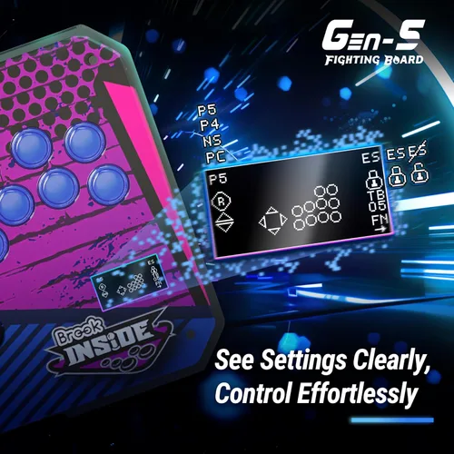 Vista 5 de Brook Gaming GEN 5 - Tablero de combate con cable - Compatible con PS5, PS4, NS, NS2 y PC/latencia ultra baja e iluminación RGB equipada