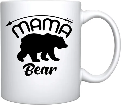 Vista 3 de Veracco Mama Bear Arrow - Taza de café de cerámica blanca, taza de té, divertido regalo de cumpleaños para el día de la madre, para mamá, abuela