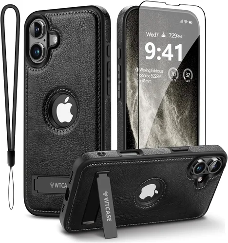 Vista 24 de WTCASE Funda magnética de cuero para iPhone 15, soporte invisible integrado [Compatible con Magsafe] Funda protectora delgada con soporte plegable