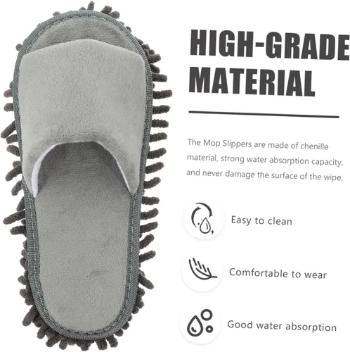 Vista 5 de CHILDWEET 2 pares de pantuflas reutilizables con material de chenilla, suaves y prácticas, cubiertas de zapatos de limpieza para el hogar, se