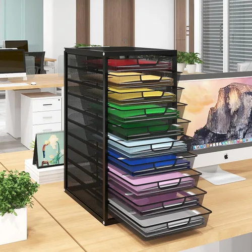 Vista 8 de Natwind Organizador de escritorio de malla con cajones deslizantes de 4 niveles, suministros de oficina, organizadores de escritorio y accesorios
