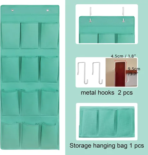 Vista 4 de Organizador de zapatos sobre la puerta, soporte de almacenamiento colgante con 12 bolsillos grandes para puerta de armario, zapatos para hombres
