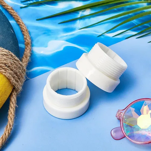 Vista 4 de Thyle Estabilizador de sombrilla de piscina, adaptador de inserción de 3/4 pulgadas, fundas adaptadoras roscadas, estabilizador de poste de Blanco