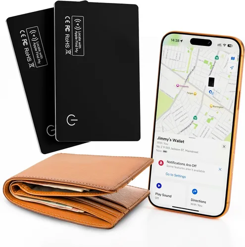 Vista 10 de Paquete de 4 tarjetas Air Tag Tracker 2026, ultra delgada, 0.07 pulgadas, impermeable IP68, funciona con Find My (iOS), para carteras, llaves 4