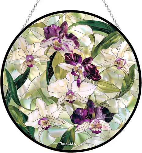 Vista 12 de Atrapasol de vidrio emplomado bohemio con diseño de árbol de la vida para 4 estaciones, colorido adorno de pared de ventana pintado a mano, regalo