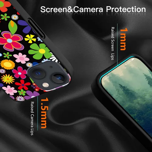 Vista 3 de Funda compatible con iPhone 14 Plus, funda de teléfono con flores de primavera para niñas y mujeres, funda protectora de TPU suave a prueba