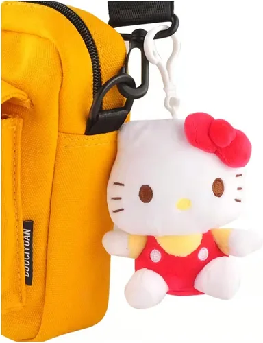 Vista 5 de Llavero de dibujos animados con colgante de muñeca linda clásica de peluche linda niña accesorios llavero colgante Rojo