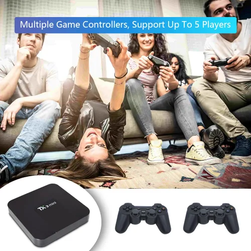 Vista 5 de FRIGEDAEG TX3 Game Console With 30000+ Games,Wireless Video Game Console For PCTVProjectorEmuELEC 4.3Android 8.1CoreELEC System 3 In 1, 4K HD