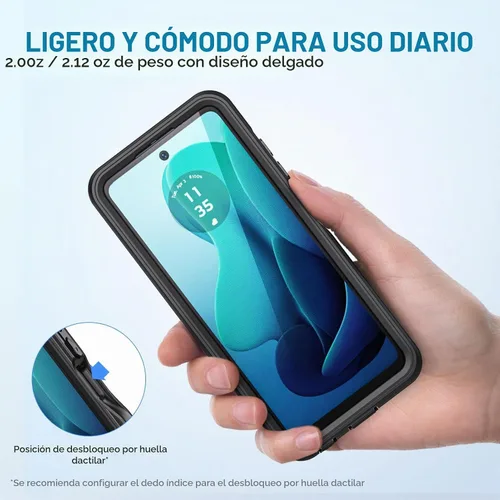 Vista 4 de Lanhiem Funda para Motorola Moto G 5G 2024, IP68, impermeable, a prueba de polvo, a prueba de golpes, con protector de pantalla integrado, cubierta