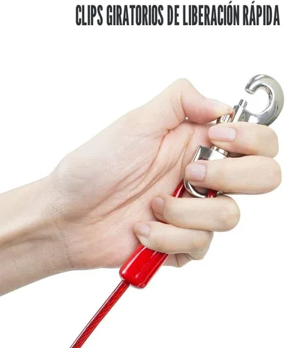 Vista 3 de BV Cable de amarre para perros de 30 pies – Cable resistente para perros de hasta 125 libras – Reflectante y libre de óxido con clips giratorios