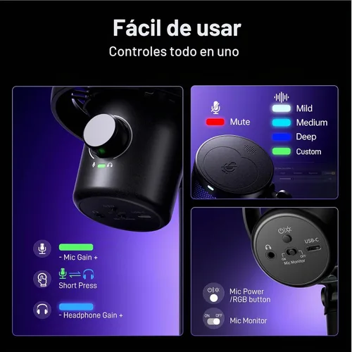 Vista 8 de MAONO Micrófono inalámbrico para juegos DM40 Pro USB para PC, cambiador