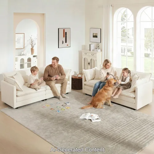 Vista 9 de GNIXUU Sofá modular de 76 pulgadas, sofá biplaza beige de 2 plazas, cómodos asientos de felpilla de 25 pulgadas de profundidad con 2 almohadas
