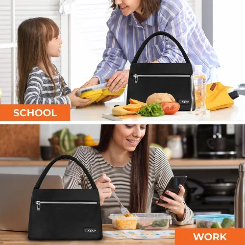 Vista 6 de opux Bolsa de almuerzo para mujer, lonchera aislada tipo tote para niñas, para el trabajo y la escuela de adultos, pequeña bolsa enfriadora