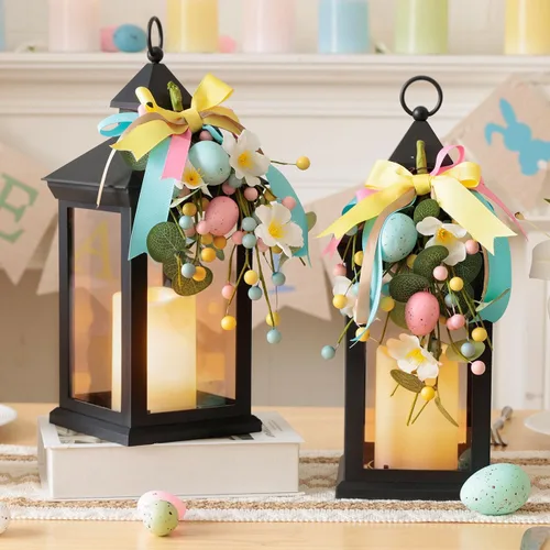 Vista 10 de JOIONE Black Decorative Candle Lanterns, 2 Packs 14" Waterproof Porch Decor Transparente 2
