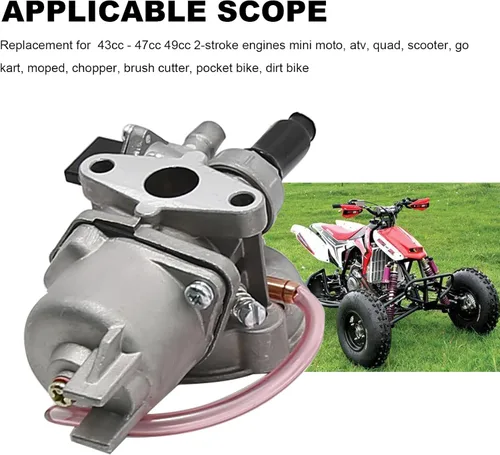 Vista 4 de laffoonparts - Carburador compatible con motor de 43 cc, 47 cc, 49 cc, 2 tiempos, mini, cuatrimoto, cuatrimoto, kart, ciclomotor, picador, cortador