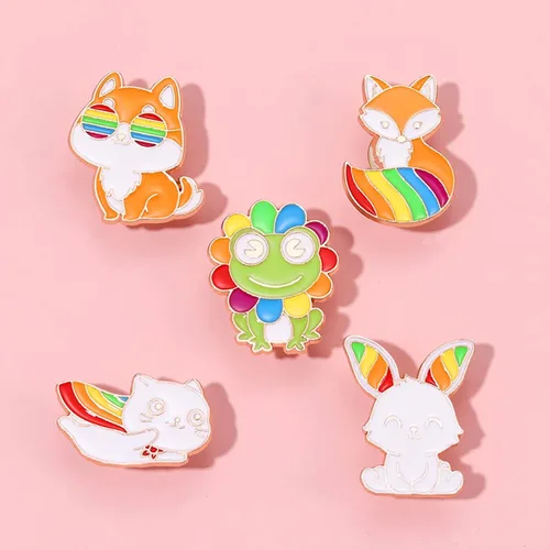 Vista 2 de Cute Animal Enamel Brooch Pins for Women Men,Butterfly Frog Bee Cat Enamel Pins for Jackets Backpacks Cartoon Enamel BroochesBadges Jewelry