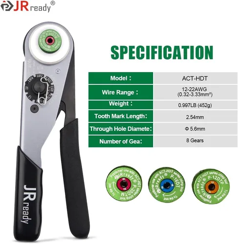 Vista 2 de Kit de Crimpado ST2163 Deutsch, Herramienta de Contactos Sólidos ACT-HDT con 3 Posicionadores y Calibre G454 para Terminales Deutsch Tamaño 12 16 20